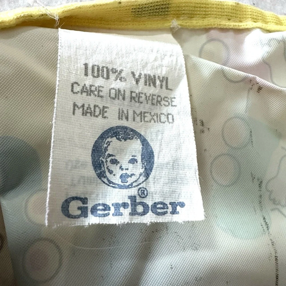 Vintage Gerber Toddler Snap On‎ Vinyl Bib Crumb Catcher Pocket Bunny Train